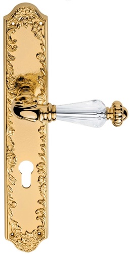 Casa Padrino Luxus Barock T�rgriff Set mit Swarovski Kristallglas Gold 13,7 x H. 30 cm - Erstklassische Qualit�t Made in Italy