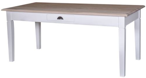 Casa Padrino Landhausstil K�chentisch Wei� / Naturfarben - Verschiedene Gr��en - Landhausstil Esstisch mit Schublade 