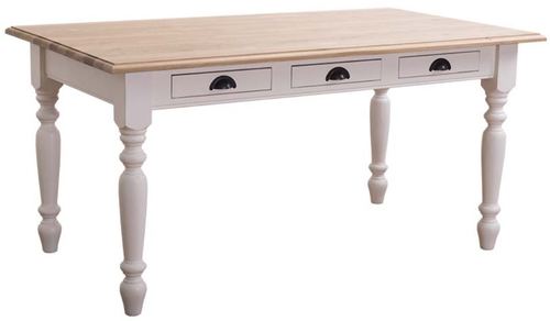 Casa Padrino Landhausstil Esstisch mit 3 Schubladen Creme / Naturfarben - Verschiedene Gr��en - K�chenm�bel im Landhausstil