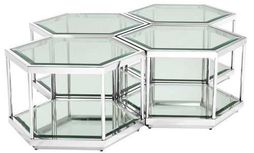 Casa Padrino Luxus Couchtisch / Wohnzimmertisch 4er Set Silber 60 x 52 x H. 36 cm - Wohnzimmerm�bel