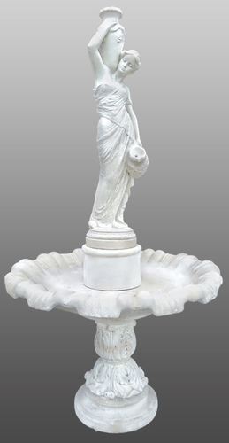 Casa Padrino Barock Font�ne / Springbrunnen Dame mit Wasserkr�gen  130 x H. 239 cm - Gartenbrunnen 