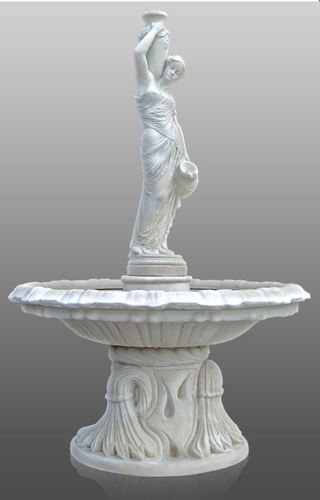 Casa Padrino Barock Font�ne / Springbrunnen Dame mit Wasserkr�gen  145 x H. 225 cm - Gartenbrunnen 