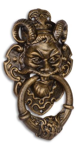 Casa Padrino T�rklopfer Barock Devil Face Gusseisen  Bronzefarben  32.7 cm - Antik Jugendstil Gr�nderzeit