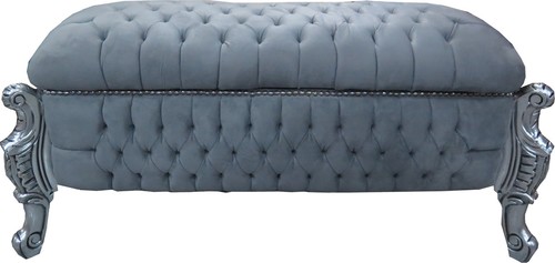 Casa Padrino Barock Sitzbank (Truhe) Grau / Silber - Antik Truhe Truhen Bank - M�bel Barock
