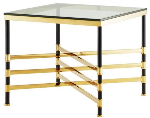 Casa Padrino Wohnzimmer Beistelltisch Gold / Schwarz 65 x 65 x H. 55 cm - Luxus Wohnzimmerm�bel