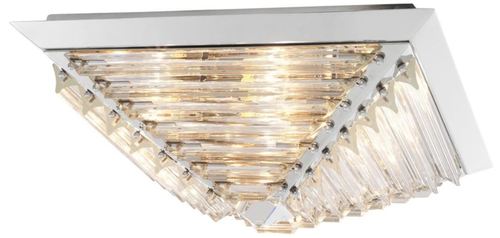 Casa Padrino Luxus Deckenleuchte mit Kristallglas Silber 49 x 49 x H. 21 cm - Luxus Qualit�t