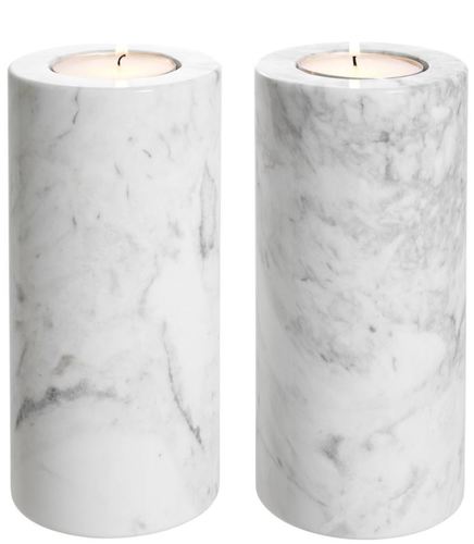 Casa Padrino Luxus Marmor Teelichthalter Set Wei�  10 x H. 21 cm - Luxus Qualit�t