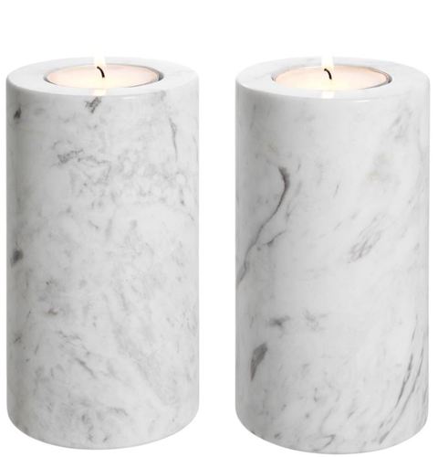 Casa Padrino Luxus Marmor Teelichthalter Set Wei�  10 x H. 18 cm - Luxus Qualit�t
