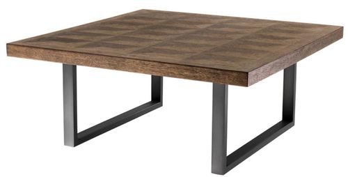 Casa Padrino Couchtisch Braun / Bronze 100 x 100 x H. 43 cm - Luxus Wohnzimmertisch mit Eichenfurnier Tischplatte