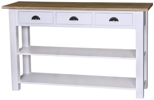Casa Padrino Landhausstil Konsole mit 3 Schubladen Wei� / Naturfarben 145 x 45 x H. 89 cm - Landhausstil M�bel