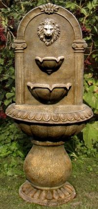 Casa Padrino Barock Wandbrunnen L�we 45 x H. 103 cm - Kunststein Gartenbrunnen im Barockstil