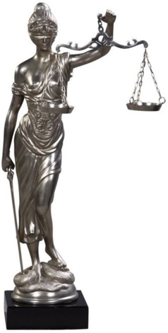 Casa Padrino Luxus Bronzefigur Justitia auf Mahagoni Holzsockel Silber / Schwarz 45 x 25 x H. 80 cm - Luxus Kollektion