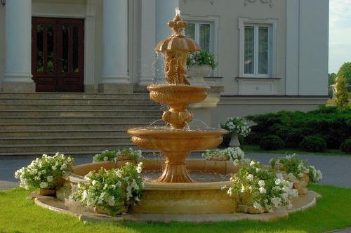 Casa Padrino Barock Gartenbrunnen  445 x H. 290 cm - Prunkvoller 3-Stufiger Kunststein Springbrunnen 