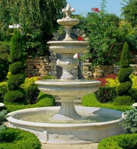 Casa Padrino Barock Gartenbrunnen / Springbrunnen  265 x H. 280 cm - Prunkvoller 3-Stufiger Brunnen im Barockstil