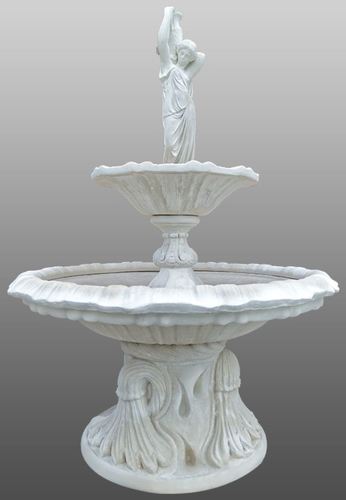 Casa Padrino Barock Springbrunnen M�dchen mit Krug  145 x H. 215 cm - 2-Stufiger Gartenbrunnen 