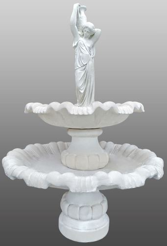 Casa Padrino Barock Springbrunnen M�dchen mit Krug  130 x H. 185 cm - 2-Stufiger Gartenbrunnen 