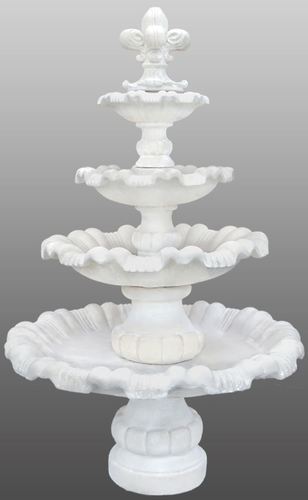 Casa Padrino Barock Gartenbrunnen mit kleiner Lilie  130 x H. 200 cm - Prunkvoller Springbrunnen im Barockstil 