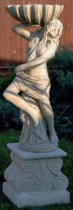 Casa Padrino Jugendstil Gartendeko Statue / Figur M�dchen mit Blumentopf 46 x 43 x H. 156 cm - Dekorative Garten Skulptur mit Sockel