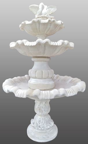 Casa Padrino Jugendstil Gartenbrunnen / Springbrunnen  130 x H. 205 cm - Kunststein Brunnen mit dekorativen Tauben