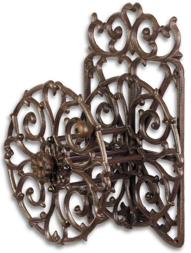 Casa Padrino Jugendstil Gusseisen Schlauchaufroller Braun 23 x 18 x H. 33,5 cm - Garten Accessoires 