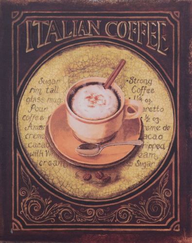 Casa Padrino Deko Zinn Schild / Blechschild Itallian Coffee Mehrfarbig 20 x H. 25 cm - Vintage Retro Metallschild