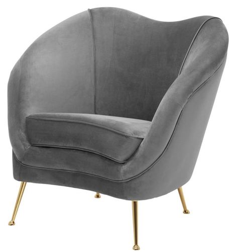 Casa Padrino Luxus Salon Sessel Grau / Messing 85 x 77 x H. 80 cm - Luxus Kollektion