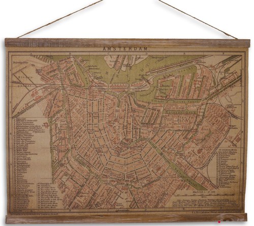 Casa Padrino Wandkarte Amsterdam Braun / Mehrfarbig 70 x H. 53 cm - Antik Stil Karte