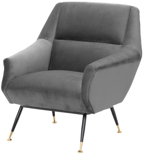 Casa Padrino Luxus Salon Sessel Grau / Schwarz / Messing 75 x 75 x H. 78 cm - Hotel M�bel