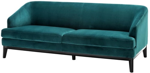 Casa Padrino Luxus Wohnzimmer Sofa Meergr�n / Schwarz 195 x 90 x H. 75 cm - Luxus M�bel