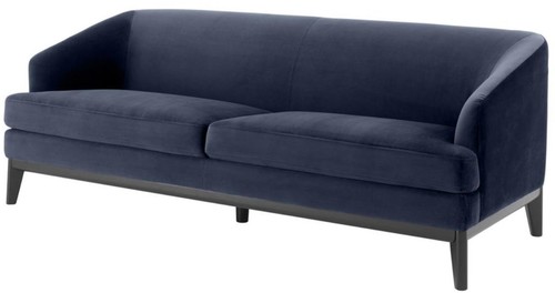 Casa Padrino Luxus Wohnzimmer Sofa Mitternachtsblau / Schwarz 195 x 90 x H. 75 cm - Luxus M�bel