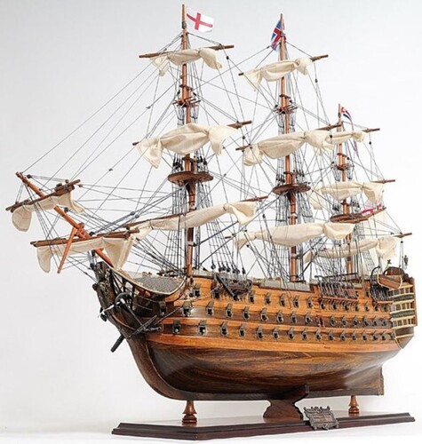 Casa Padrino Luxus Flaggschiff HMS Victory Braun / Mehrfarbig 97 x 29 x H. 83 cm - Handgefertigtes Britisches Deko Schiff Holzschiff Segelschiff