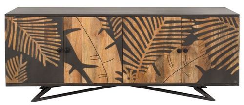 Casa Padrino Designer Kommode Sideboard 175 x 45 x H.75cm  Fernsehschrank - Handgefertigt aus massivem Mangoholz!