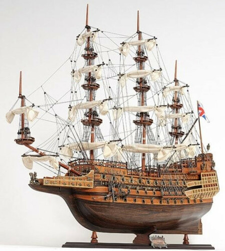 Casa Padrino Luxus Flaggschiff Sovereign of the Seas Braun / Mehrfarbig 88,9 x 29 x H. 94 cm - Handgefertigtes Britisches Deko Schiff Holzschiff Segelschiff