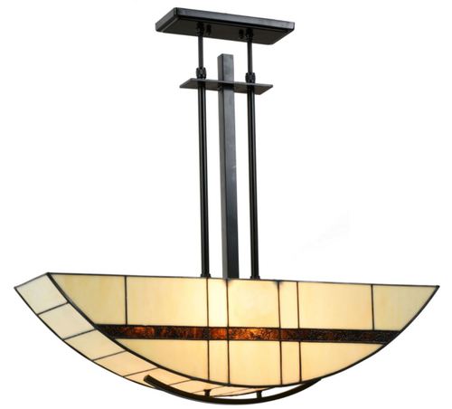 Casa Padrino Luxus Tiffany H�ngeleuchte Beige / Schwarz 80 x 20 x H. 69-95 cm - Hotel & Restaurant H�ngelampe