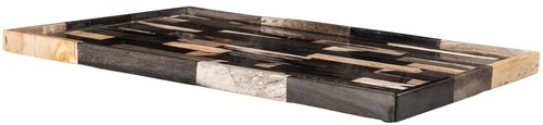 Casa Padrino Luxus Tablett Mehrfarbig 40 x 25 x H. 2 cm - Serviertablett aus versteinertem Holz 