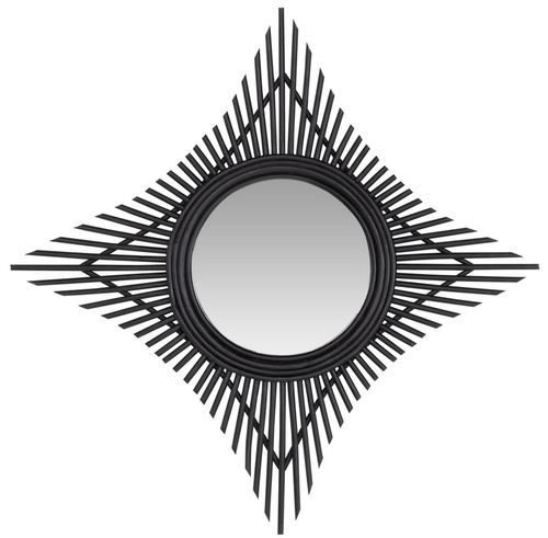 Casa Padrino Designer Rattan Spiegel Schwarz 70 x 3,5 x H. 70 cm - Deko Accessoires