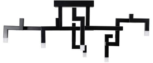 Casa Padrino Luxus Wohnzimmer Edelstahl LED Deckenleuchte Schwarz 73,5 x 30,5 x H. 31,5 cm - Pulverbeschichtete Designer Deckenlampe