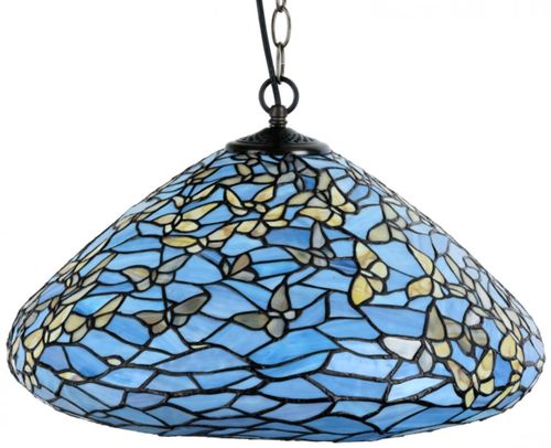 Casa Padrino Luxus Tiffany H�ngeleuchte Schmetterlinge Blau / Mehrfarbig  50 x H. 135 cm - H�ngelampe aus zahlreichen Glas Mosaik St�cken