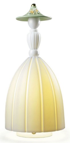 Casa Padrino Designer Porzellan LED Tischleuchte Dame Wei� / Mehrfarbig  17 x H. 37 cm - Luxus Qualit�t