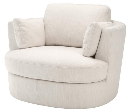 Casa Padrino Luxus Sessel / Drehsessel Wei� 110 x 100 x H. 70 cm - Wohnzimmerm�bel