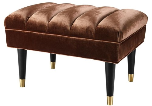 Casa Padrino Luxus Sitzbank Dunkelorange / Schwarz / Gold 68 x 50 x H. 45 cm - Luxus Qualit�t