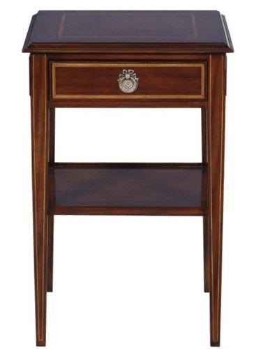 Casa Padrino Luxus Jugendstil Mahagoni Holz Wohnzimmer Beistelltisch mit Schublade Dunkelbraun / Gold 40 x 40 x H. 61 cm - Luxus Qualit�t