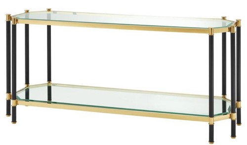 Casa Padrino Wohnzimmer Konsolentisch Gold / Schwarz 169 x 53,5 x H. 75,5 cm - Luxus Konsole