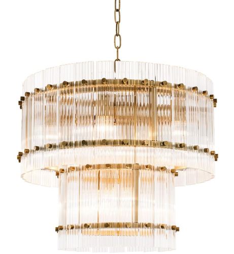 Casa Padrino Kronleuchter Antik Messing  57 x H. 47 cm - Runder Luxus Kronleuchter