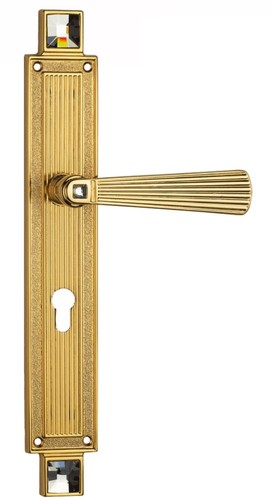 Casa Padrino Luxus Trklinken Set mit Swarovski Kristallglas Gold 16 x H. 38 cm - Luxus Deko Accessoires