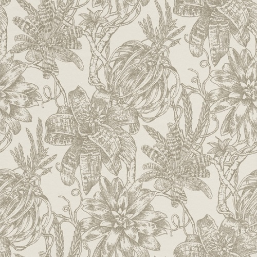 Casa Padrino Luxus Papiertapete Matt Creme / Silber - 10,05 x 0,53 m - Tapete mit Blumen Design 