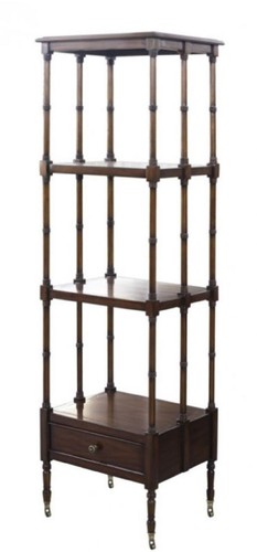 Casa Padrino Luxus Wohnzimmerschrank / Regalschrank mit Schublade Dunkelbraun 44 x 36 x H. 163 cm - Luxus Wohnzimmerm�bel