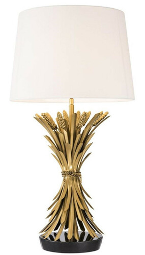 Casa Padrino Luxus Tischleuchte Antik Gold / Schwarz / Wei�  45 x H. 85 cm - Designer Tischlampe mit Granitsockel & Lampenschirm