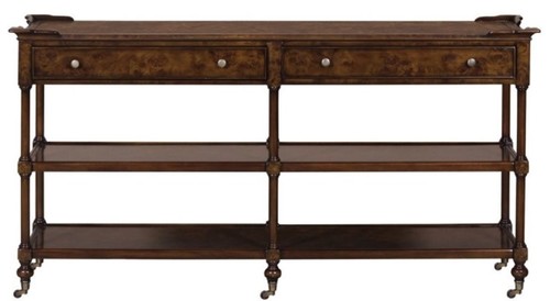 Casa Padrino Luxus Jugendstil Konsole Braun / Dunkelbraun 152 x 46 x H. 79 cm - Konsolentisch mit 2 Schubladen und Rollen