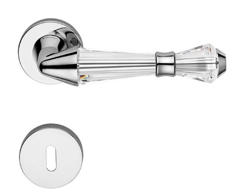 Casa Padrino Luxus T�rklinken Set Silber 15,8 x H. 5,2 cm - Verchromte Messing T�rgriffe mit Swarovski Kristallglas